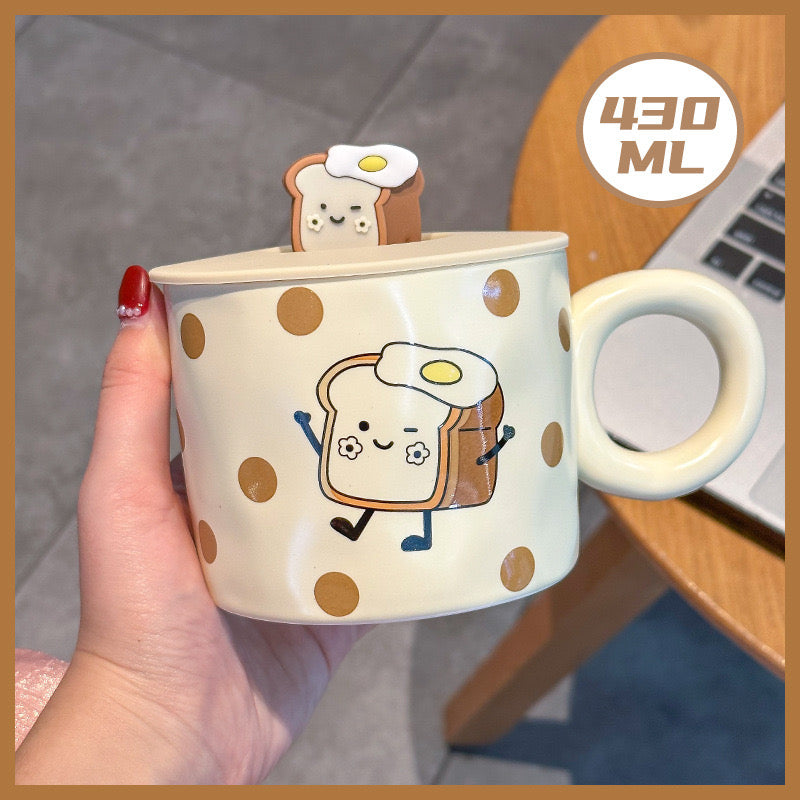 Cute Ceramic cup with lid
